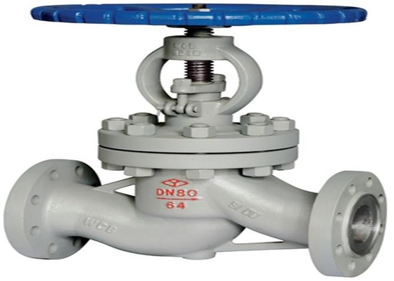 DIN 17245 Flanged Globe Valve Medium Steam Wheel Baja Karbon Putih Keperakan