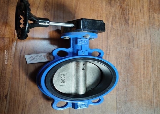 Worm Gear Dioperasikan Wafer Butterfly Valve Dengan Pin 1.0/1.6mpa Ductile Iron